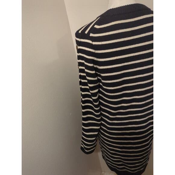 Madewell Sz M Black and White Murano Wool Striped Sweater Dress - Picture 6 of 8